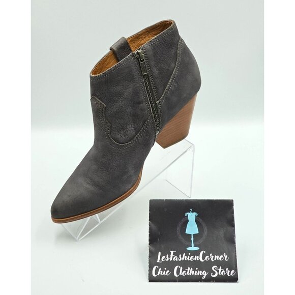 Frye Women's Gray Nubuck Leather Rory Western Ankle Zip Bootie Size 10M 2325 - Picture 15 of 16